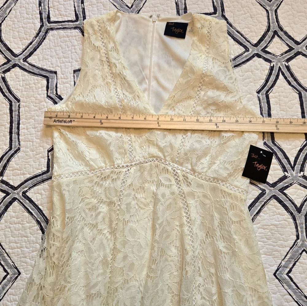 NWT Just Taylor Ivory White Lace Dress Sleeveless